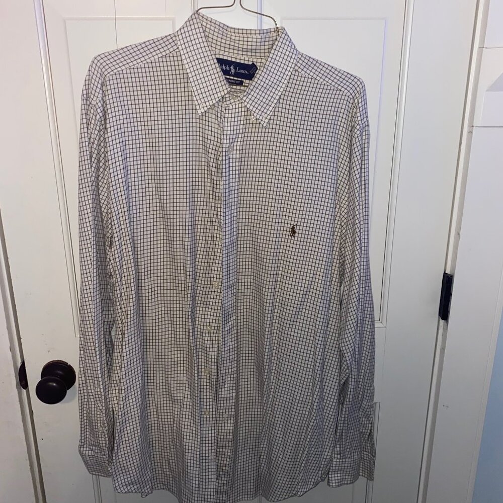 Ralph Lauren Classic Fit Checkered Button-Down Shirt Beige/Brown Checkered print